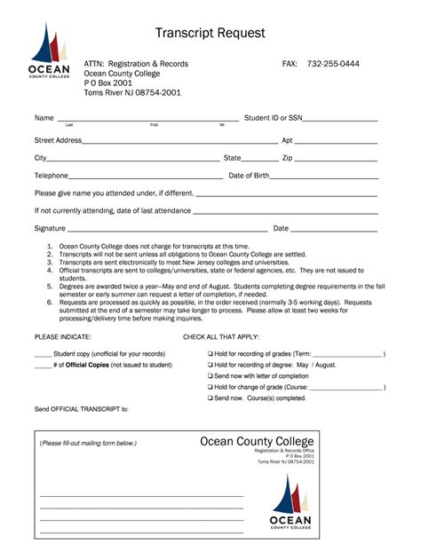 Ocean County College Transcript Fill Out Sign Online Dochub