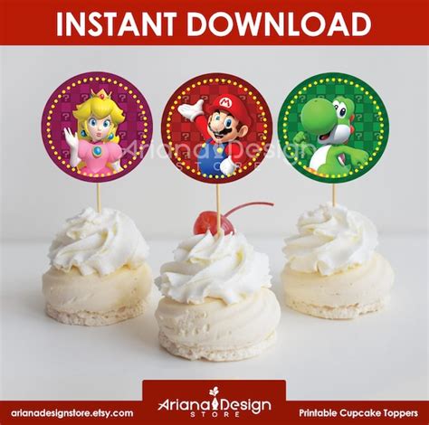 negativo productos quimicos Tahití mario bros cupcake toppers