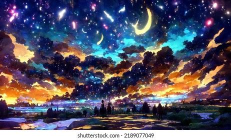 Landscape Night Painting Artistic Conception Stock Illustration 2189077049 | Shutterstock