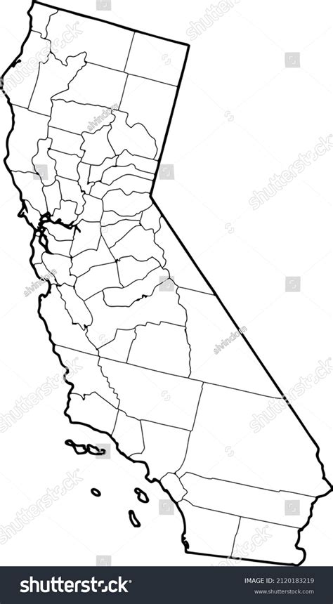 California Outline Map Counties Stock Vector (Royalty Free) 2120183219 ...