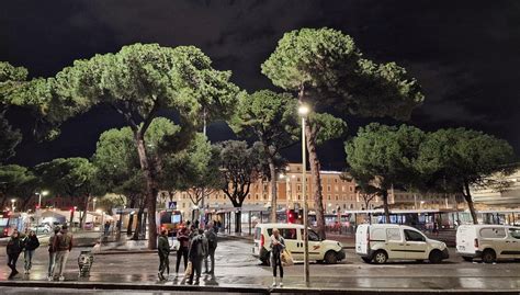 Night At Piazza Dei Cinquecento In Rome Italy November Flickr