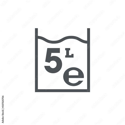 5 Liters l sign (l-mark) estimated volumes milliliters (ml) Vector ...