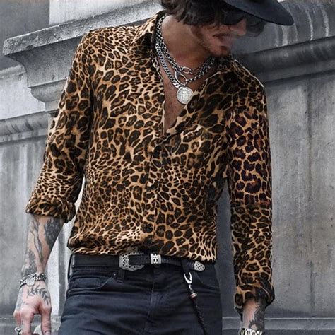 Men S Leopard Print Long Sleeve Shirt Men Shirt Style Casual Long