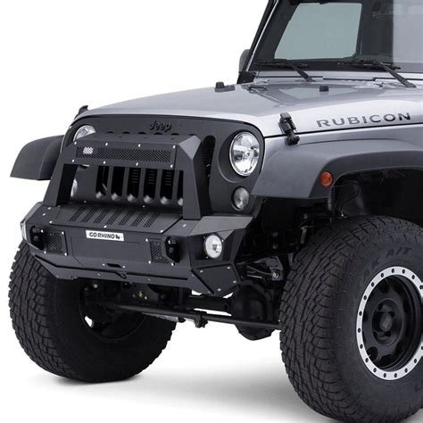 Go Rhino Jeep Wrangler Brj Stubby Black Front Winch Modular