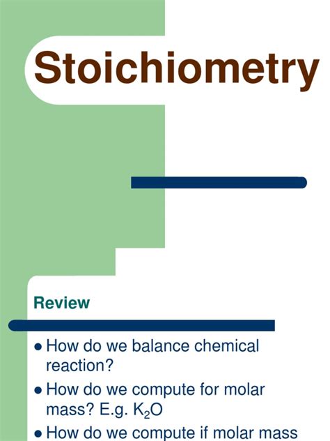 Stoichiometryppt Stoichiometry Mole Unit