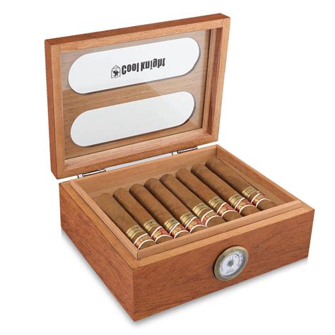 COOL KNIGHT Desktop Humidors Can Hold 40 60 Cigars Tempered Glass Top