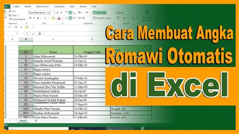 Cara Membuat Angka Romawi Otomatis Di Excel Youtube