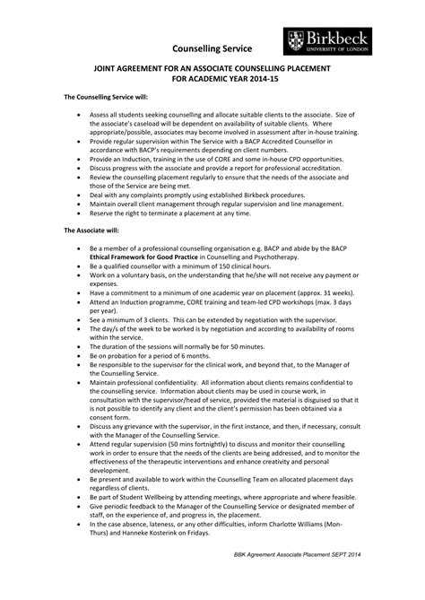 Counselling Agreement Template Printable Word Searches