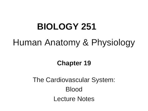 PPT BIOLOGY 251 Human Anatomy Physiology Chapter 19 The