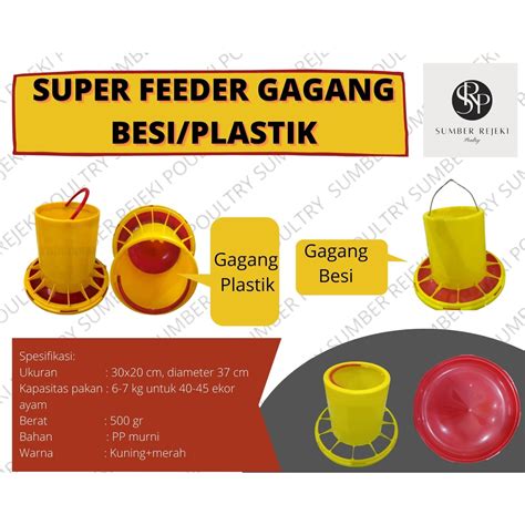 Jual Super Feeder Besi Plastik 50set Tempat Pakan Ayam Kapasitas 6