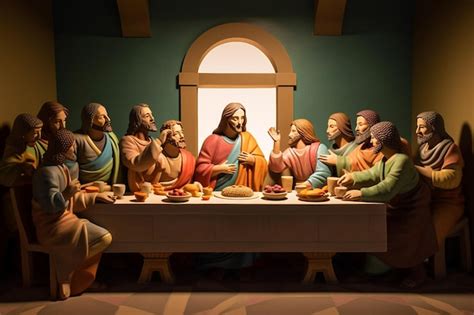 Premium AI Image | A depiction of the Last Supper with Jesus and his ...