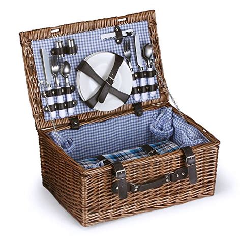 Flexzion Picnic Basket For Picnic Basket Hamper Set With Flatware