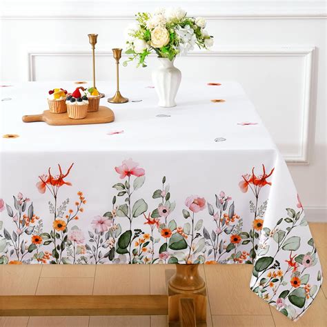 Sevenstars Summer Tablecloth Floral Rectangle Table Cover For Dinner