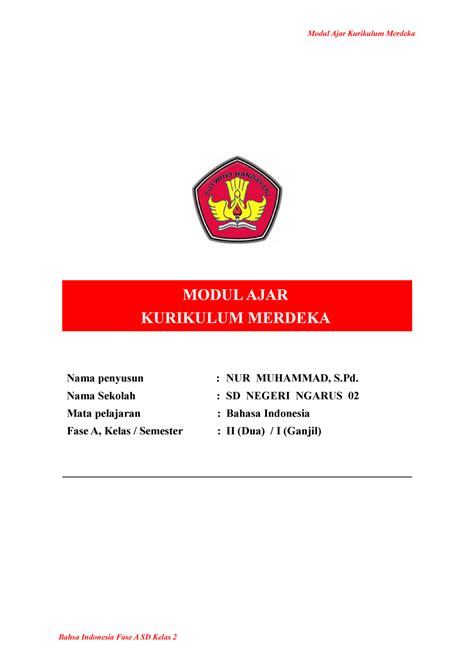 BAB 1 MA B Indo Kls 2 Datadikdasmen MODUL AJAR KURIKULUM MERDEKA