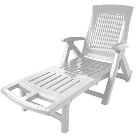 Chaise Longue Pliable Pvc Blanc Dossier R Glable Bain De Soleil