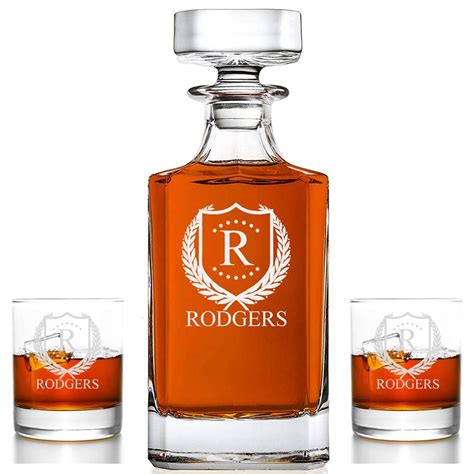 Buy Personalized 3 Pc Whiskey Decanter Set Decanter And 2 Rock