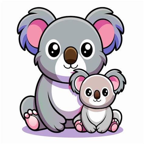 Premium Vector Cute Koala With Cub Cartoon Icon Illustration