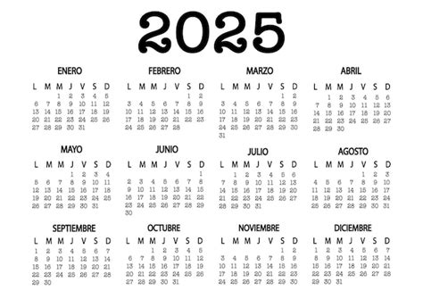 Calendario vertical 2025 en español Vector Premium