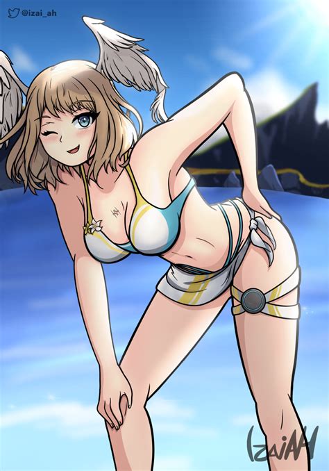 Hentai Busty Girl Alluring Ass Bare Legs Beach Bent Over Big