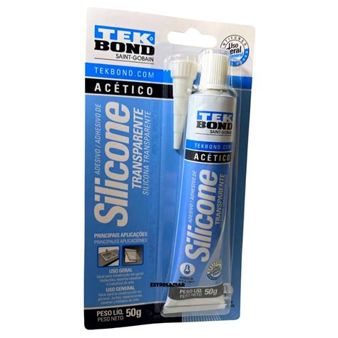 Silicone Adesivo Bisnaga Acético Incolor 50G Uso Geral Tek Bond