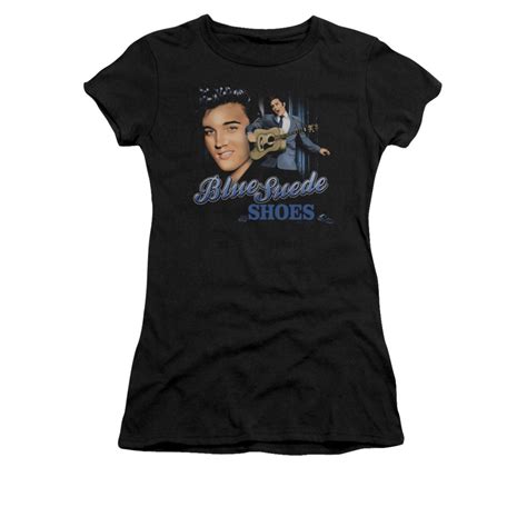 Elvis Presley Shirt Juniors Blue Suede Shoes Black T Shirt Elvis