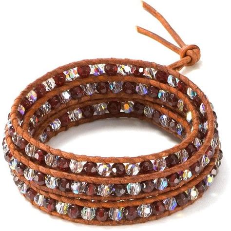 Chan Luu January Five Wrap Swarovski Crystal And Garnet Leather