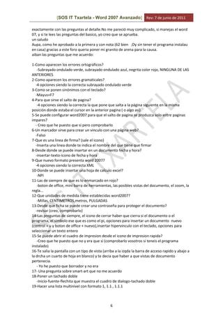 Word Avanzado Recopilacion De Preguntas De Examenes Pdf