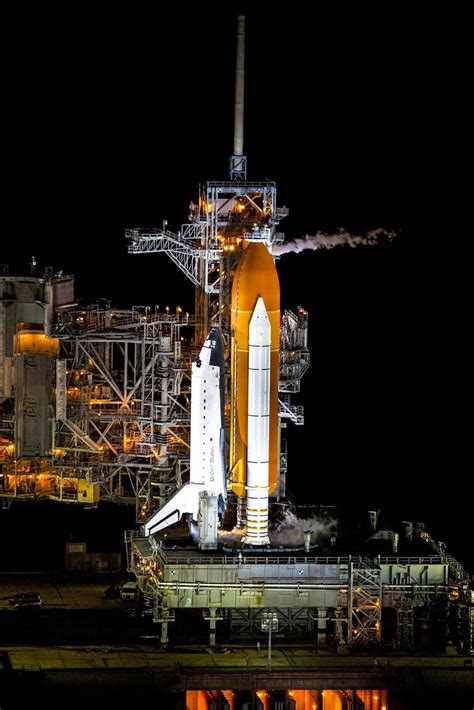 Space Shuttle Atlantis Attached To Its Bright Orange External Fuel