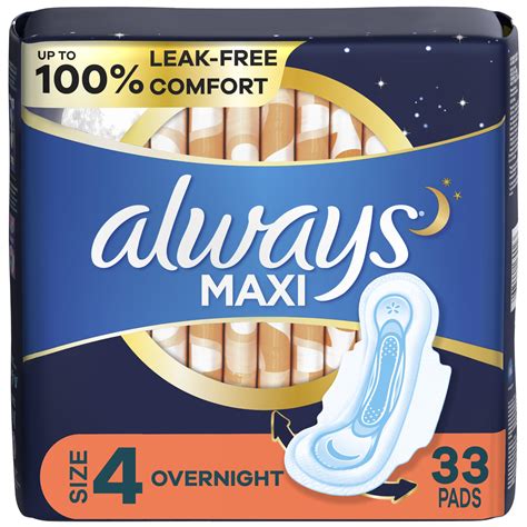 Always Maxi Overnight Pads With Wings Size 4 Overnight