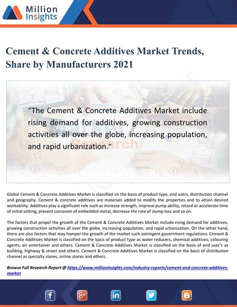 PPT Cement Concrete Additives Market Trends Share By Manufacturers