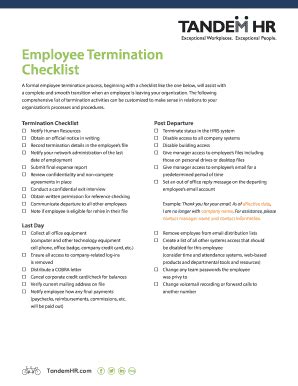 Fillable Online A Formal Employee Termination Process Beginning With A