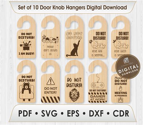 Do Not Disturb Door Knob Hanger Laser Cut Svg Bundle 10 Door Hanger