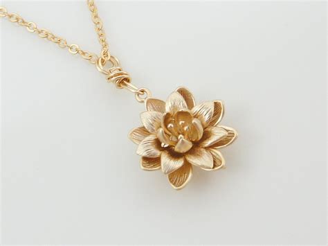 Gold Lotus Necklace Gold Flower Necklace By Aprilsparkles On Etsy