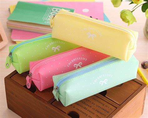 Cute Candy Color Bow Jelly Silicone Waterproof Pencil Case Stationery