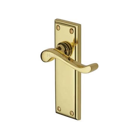 Heritage Brass Door Handle Lever Latch Edwardian Design Polished Brass Finish Handles At Heart