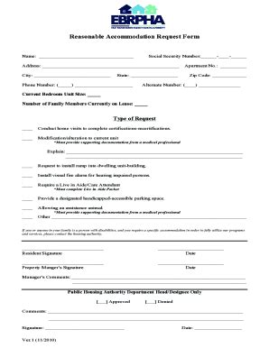 Fillable Online Request For Reasonable Accomodation Modification Fax