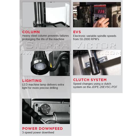 Jet Jdpe 20evsc Pdf Evs Drill Press W Power Downfeed Jt9 354251