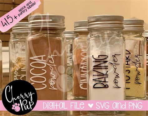 Farmhouse Style Spice Jar Labels Svg Svg Files For Cricut Etsy