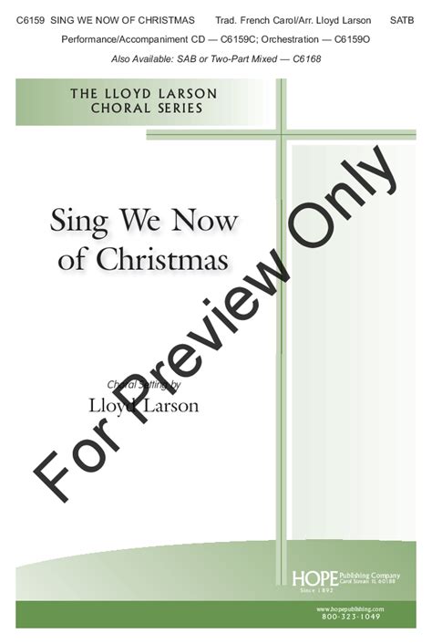 Sing We Now Of Christmas Satb Arr Lloyd J W Pepper Sheet Music