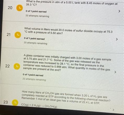 Solved What Is The Pressure In Atm Of A 5 00 L Tank With Chegg