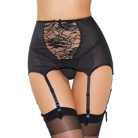 Sexy Womens Lace Top Thigh Highs Stocking And Garter Belt Suspender Set