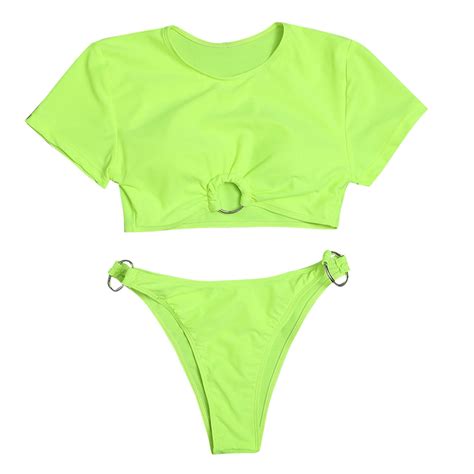 Ersazi Bathing Suit For Women Women Push Up High Cut Lace Up Bikini Set