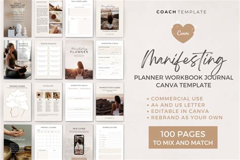 Editable Manifesting Ebook Planner Workbook Journal Canva Template