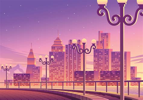 Sunset City Park Landscape Illustration 4725913 Vector Art at Vecteezy