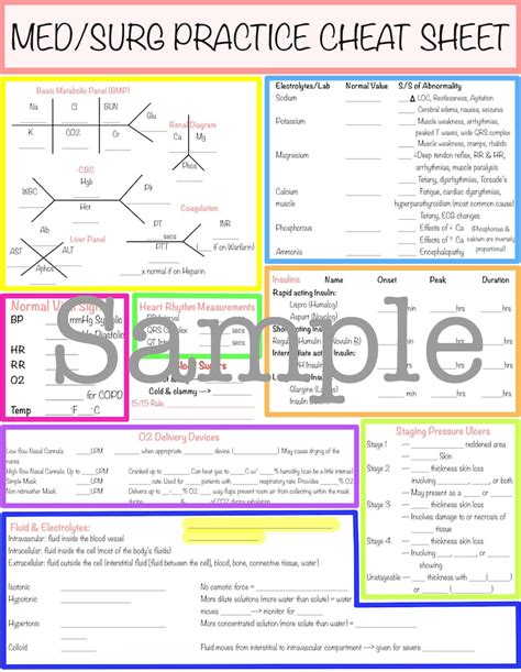 Med Surg Cheat Sheet And Practice Clinical Cheat Sheet Etsy