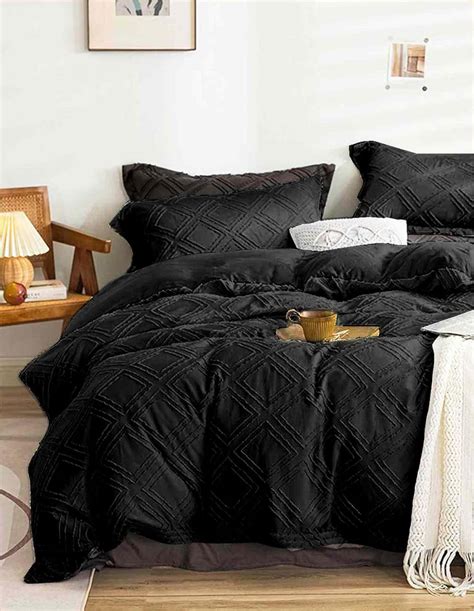 Amazon Nanko King Size Black Tufted Comforter Set Jacquard Boho