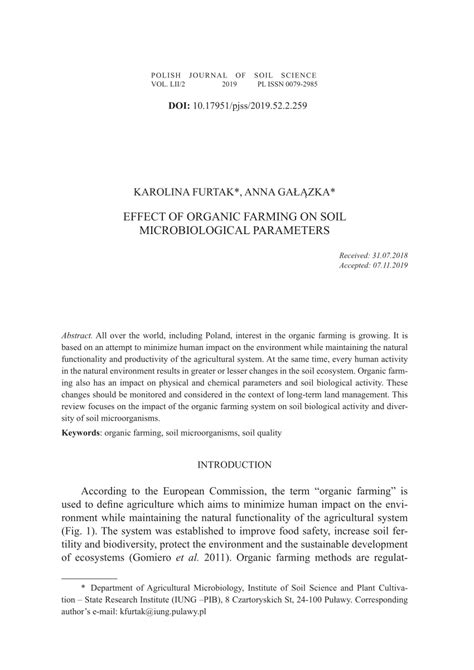 Pdf Effect Of Organic Farming On Soil Microbiological Parameters