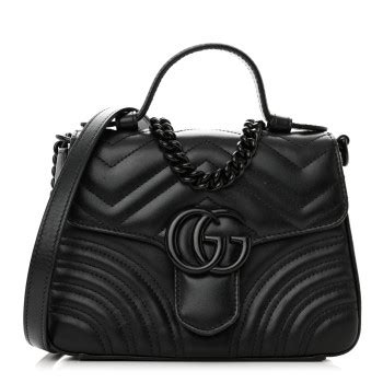 Gucci Calfskin Matelasse Monochrome Mini Gg Marmont Top Handle Shoulder