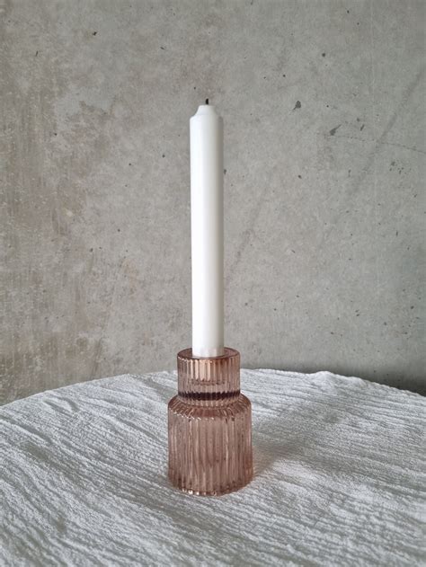 Blush Dual Ribbed Tealight Taper Candle Holder — Style By Ashleigh K