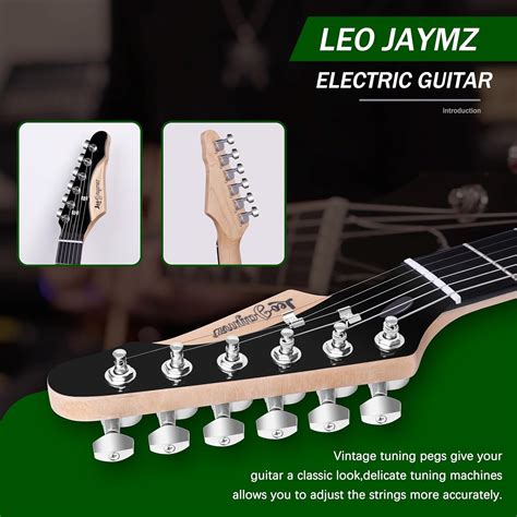 Leo Jaymz ST Guitarra eléctrica de tamaño completo para principiantes